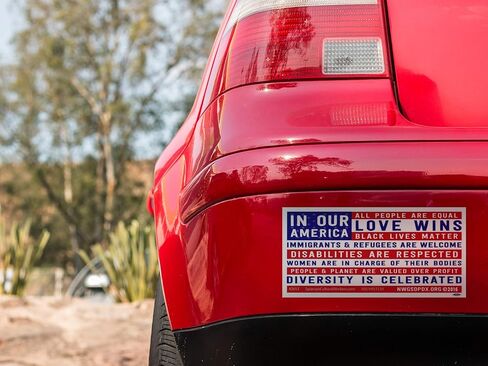 in Our America Black Lives Matter and Love Wins Diversity Bumper Sticker Car Decal 7.75-by-3.75 Inches in Saudi Arabia