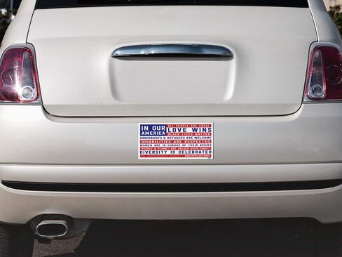 in Our America Black Lives Matter and Love Wins Diversity Bumper Sticker Car Decal 7.75-by-3.75 Inches in Saudi Arabia