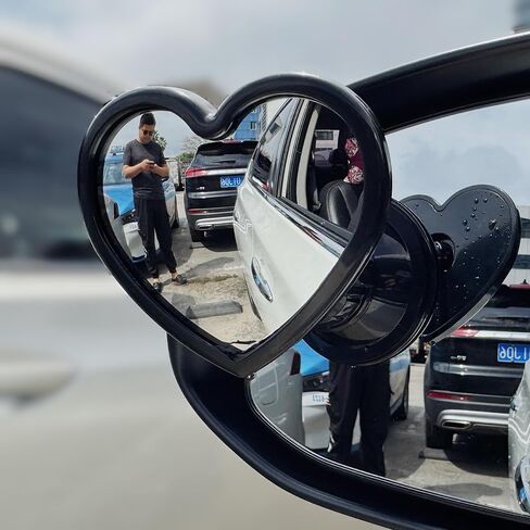 Blind Spot Mirrors for Cars – Heart Shaped HD Glass Convex Rearview Mirror, Wide Angle Adjustable Side Mirror for Car, SUV & Trucks, Mounting: Suction Cup/Adhesive in Saudi Arabia