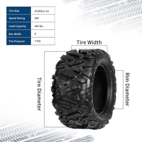 مجموعة Garvee مكونة من 4 إطارات ATV/UTV لجميع التضاريس 26x9-14 أمامية و26x11-14 خلفية، إطار 6PR ATV لركوب الطرق والطين والرمال والمزرعة والعمل الخارجي، DAV108 in Kuwait