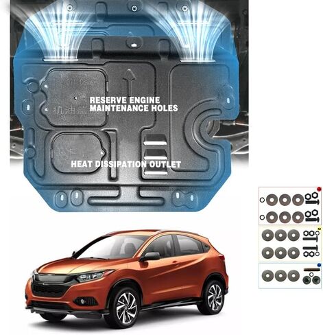 Front Engine Splash Shield for Honda HR-V 2016-2022 Guards, Suitable for Honda HRV Under Engine Cover Mud Flaps, Directly Replace Original One, Black in Saudi Arabia