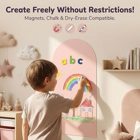 Arch Magnetic Wall Decal - 40" x 18" Matte Chalkboard Sticker for Playroom, Home & Classroom-Pink in Saudi Arabia