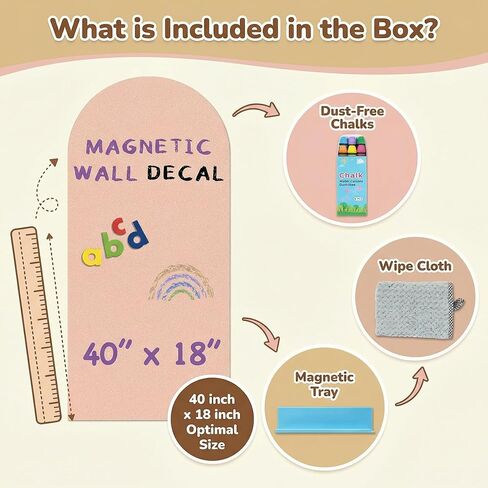 Arch Magnetic Wall Decal - 40" x 18" Matte Chalkboard Sticker for Playroom, Home & Classroom-Pink in Saudi Arabia
