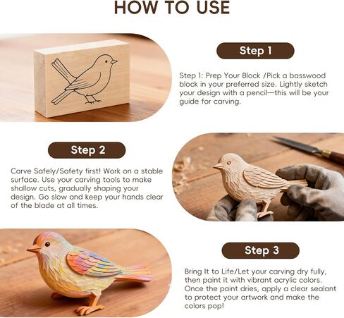 Basswood Carving Blocks: 16 Pieces in 5 Sizes with Oversized Blanks | Soft, Versatile Wood Blocks for All Your Whittling and Craft Projects ﻿ in Saudi Arabia