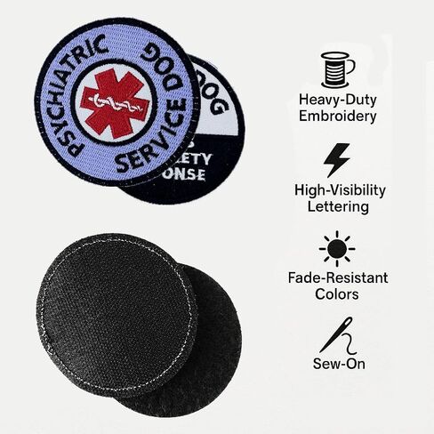 2 Packs Anxiety Response Service Dog Patch - Round 3.15 inch Embroidered Hook & Loop Patches, EMS Psychiatric Service Dog Patch Emblem Badge for Small/Large Dog Vests in Saudi Arabia
