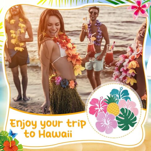 Suncalla 12 Pcs Summer Iron on Patches Hawaii Theme Embroidered Sew Applique Hawaiian Hibiscus Flowers Pineapple Monstera Leaf for Clothes Backpacks Hats Jeans Jackets Clothing Dress DIY Accessories in Kuwait