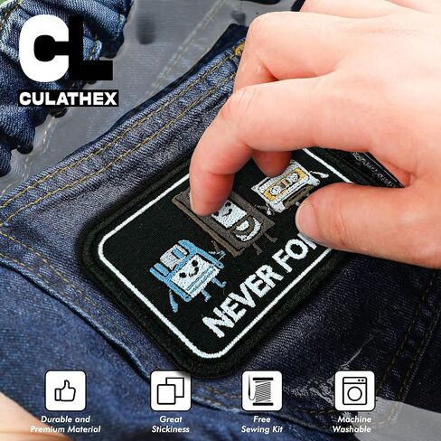 Cassette Tape VHS Music Patch 3 Inch Retro Vintage Old School Embroidered Patches Sew On Iron On for Backpack, Jacket, Hat DIY Uniform Clothes Gift for Men Women in Kuwait