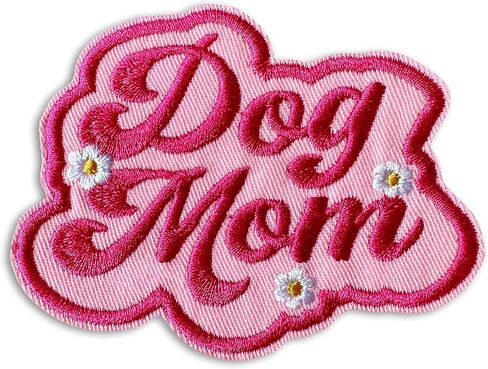Dog Mom Patch 3" Cute Dog Cat Pet Owner Animals Lovers Inspirational Quote Iron On/Sew On Embroidery Patch for Caps, Backpacks, Jackets, Uniform DIY PVC Patches Gift for Her Girls 3 Inches in Kuwait
