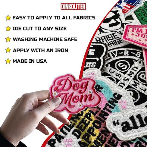 Dog Mom Patch 3" Cute Dog Cat Pet Owner Animals Lovers Inspirational Quote Iron On/Sew On Embroidery Patch for Caps, Backpacks, Jackets, Uniform DIY PVC Patches Gift for Her Girls 3 Inches in Kuwait
