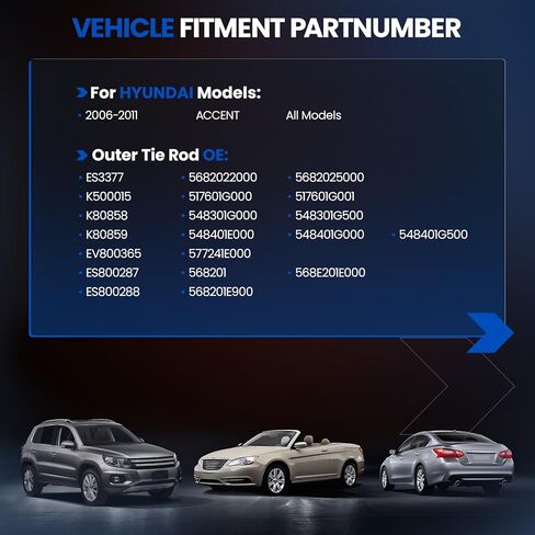 8 قطعة ES80028 ES80028 EV80036 طقم نهاية قضيب الربط الداخلي والخارجي متوافق مع Hyundai Accent 2006-2011 in Kuwait