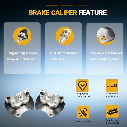 GSPSCN 2Pcs Rear Left & Right Brake Calipers w/Pads & Bracket for Polaris RZR Turbo S 2020-2021丨RZR XP Turbo/4 Turbo 2016-2021, 1912480 1912478 1912479 in Kuwait