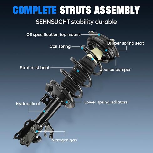 Front Coil Strut & Sway Bar Links for NISSAN CUBE 2009 2010 2011 2012 2013 2014, for VERSA 2007-2011, for Nissan 2012(ONLY 1.8L S/SL Hatchback), Spring Shock Replace for 172351, 172352, K750098 in Kuwait