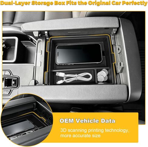 Double-Layer Center Console Organizer Fit for 2024-2026 Lexus TX (TX350/TX500h/TX500h+) Accessories Armrest Console Storage Box Premium ABS Plastic (Black) in Saudi Arabia