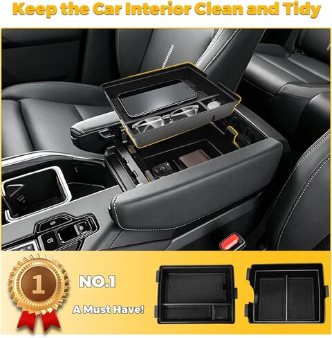 Double-Layer Center Console Organizer Fit for 2024-2026 Lexus TX (TX350/TX500h/TX500h+) Accessories Armrest Console Storage Box Premium ABS Plastic (Black) in Saudi Arabia