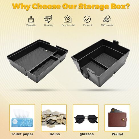 Double-Layer Center Console Organizer Fit for 2024-2026 Lexus TX (TX350/TX500h/TX500h+) Accessories Armrest Console Storage Box Premium ABS Plastic (Black) in Saudi Arabia