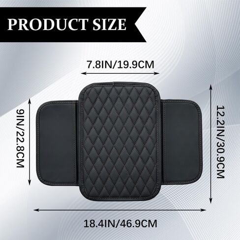 Car Center Console Cover, Armrest Covers for Car, Leather Armrest Seat Box Cover Protector with 2 Pockets Storage Bag, Middle Console Cover Stylish Car Decor for Sedans SUVs Trucks (Black) in Saudi Arabia