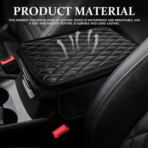 Car Center Console Cover, Armrest Covers for Car, Leather Armrest Seat Box Cover Protector with 2 Pockets Storage Bag, Middle Console Cover Stylish Car Decor for Sedans SUVs Trucks (Black) in Saudi Arabia