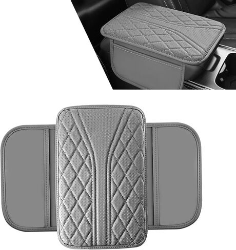 Car Center Console Cover with 2 Side Pockets, Memory Foam Comfort Stylish Leather Vehicle Elbow Protector Cushion, Breathable Scratch-resistant Arm Rest Seat Box Pad for Most Vehicles(Black) in Saudi Arabia