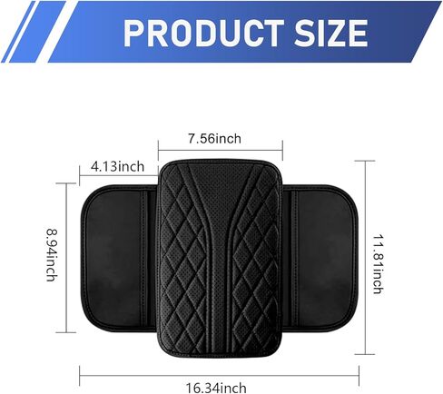 Car Center Console Cover with 2 Side Pockets, Memory Foam Comfort Stylish Leather Vehicle Elbow Protector Cushion, Breathable Scratch-resistant Arm Rest Seat Box Pad for Most Vehicles(Black) in Saudi Arabia