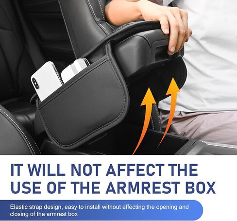 Car Center Console Cover with 2 Side Pockets, Memory Foam Comfort Stylish Leather Vehicle Elbow Protector Cushion, Breathable Scratch-resistant Arm Rest Seat Box Pad for Most Vehicles(Black) in Saudi Arabia