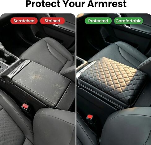 Center Console Armrest Cover, Soft Leather Cushion Pad with Thick Sponge Filling & Black Stitches, Waterproof Middle Console Box Lid Protector for Toyota RAV4 2026 (Black) in Saudi Arabia