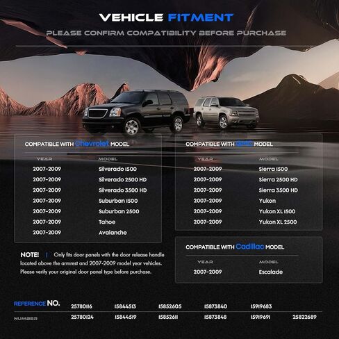 25780124 طقم إصلاح مسند الذراع الأيسر للسائق مناسب لسيارة Chevy Silverado Suburban Tahoe Avalanche 2007-2009 لسيارة GMC Sierra Yukon 2007-2009 لوحة الباب مع مقبض تحرير فوق مسند الذراع 28 بوصة، رمادي in Kuwait