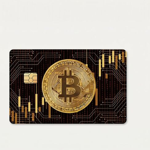 Credit Card Sticker, Circuit Board Pattern Golden Coin Payment Skin PVC Waterproof Sticker Cover, Crypto Money Decals Ultra-Thin Surface Protector for Debit Cards and Crypto Fans in Kuwait