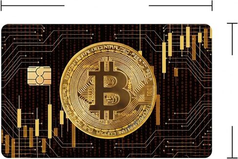 Credit Card Sticker, Circuit Board Pattern Golden Coin Payment Skin PVC Waterproof Sticker Cover, Crypto Money Decals Ultra-Thin Surface Protector for Debit Cards and Crypto Fans in Kuwait