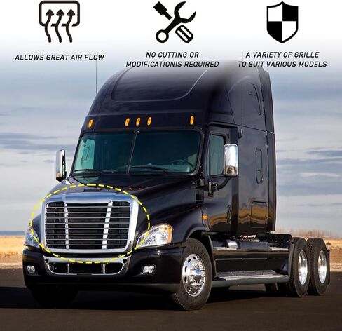 شبكة استبدال المبرد ذات الغطاء الأمامي من الكروم مناسبة لـ 2011+ Freightliner Argos (مع شاشة الأخطاء) (08-17 CASCADIA) in Kuwait