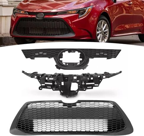 Front Upper & Lower Grill + Inner Grille Mounting Panel Bracket Fit For 2020 2021 2022 Toyota Corolla L LE XLE Front Bumper Grille Body Kit Replacement in Saudi Arabia