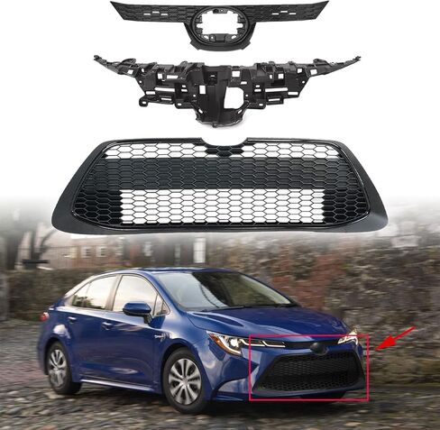 Front Upper & Lower Grill + Inner Grille Mounting Panel Bracket Fit For 2020 2021 2022 Toyota Corolla L LE XLE Front Bumper Grille Body Kit Replacement in Saudi Arabia