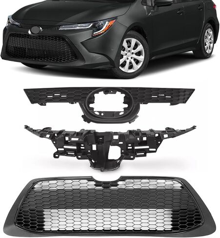 Front Upper & Lower Grill + Inner Grille Mounting Panel Bracket Fit For 2020 2021 2022 Toyota Corolla L LE XLE Front Bumper Grille Body Kit Replacement in Saudi Arabia