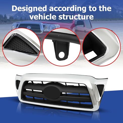 Front Bumper Upper Grille Chrome Shell with Black Insert Replacement for Ta-co-ma 2005-2011 5310004360 in Kuwait