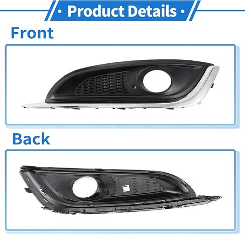 1 Pc Fog Light Grill for Buick Regal 2014-2017 ABS Black,Silver Tone Front Left Front Lower Bumper Fog Light Cover Inserts in Saudi Arabia