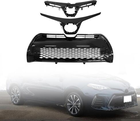 Front Upper & Lower Bumper Grille Set Replacement for 2017 2018 2019 Toyota Corolla SE XSE Sedan | OEM 5311202740 5310502010C0 TO1036178, TO1200423 in Kuwait