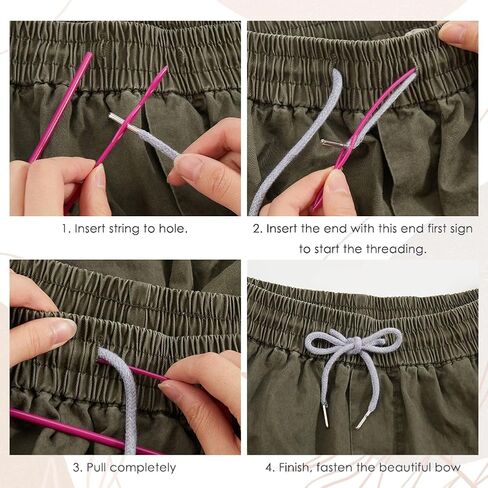 6 Colors 12PCS Drawstring Cord Replacement Kit Colorful Round Drawstrings Replacement with Easy Threaders Iron Bodkin DIY Draw Strings Rope Tool Set for Shorts Pants Jackets Coats Hoodies in Kuwait