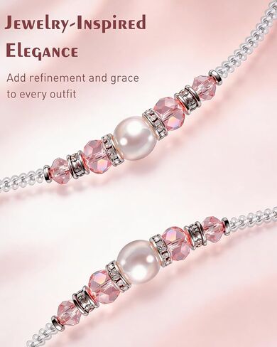 Uniclife Retractable Beaded Lanyard for ID Badges and Keys with ID Holder, Pearl & Crystal Lanyard, Cute Badge Lanyards for Women, Pink in Kuwait