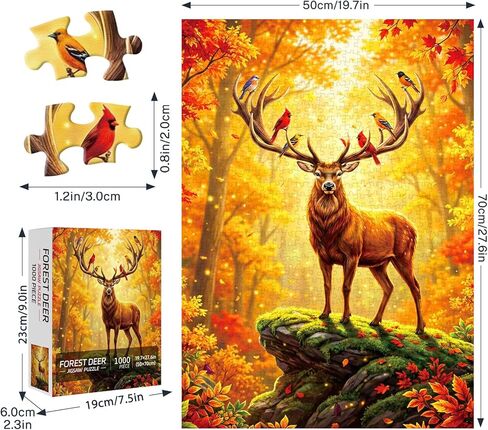 Magical Forest Deer Jigsaw Puzzles for Adults 1000 Pieces, Fantasy Nature Animal 1000 Piece Puzzle for Adults, Fun Hard Difficult Challenging Jigsaw Puzzles 1000 Pieces Family Game Home Decor Gifts in Saudi Arabia