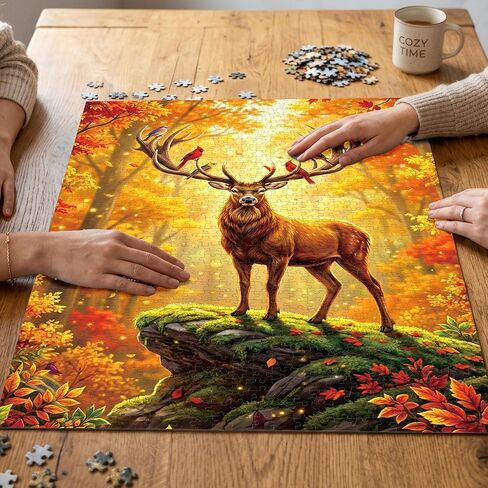 Magical Forest Deer Jigsaw Puzzles for Adults 1000 Pieces, Fantasy Nature Animal 1000 Piece Puzzle for Adults, Fun Hard Difficult Challenging Jigsaw Puzzles 1000 Pieces Family Game Home Decor Gifts in Saudi Arabia