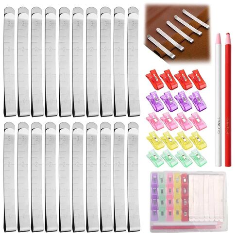 Sewing Clips Set of 20 Stainless Steel Hemming Clips 4 Inches Measurement Ruler Metal Hemming Tool Marker Ruler Sewing Supplies for Fabric Quilting Pinning and Marking Accessories in Kuwait