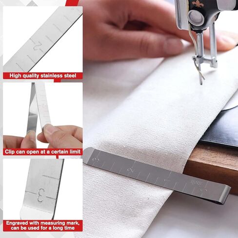 Sewing Clips Set of 20 Stainless Steel Hemming Clips 4 Inches Measurement Ruler Metal Hemming Tool Marker Ruler Sewing Supplies for Fabric Quilting Pinning and Marking Accessories in Kuwait