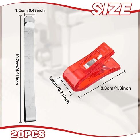 Sewing Clips Set of 20 Stainless Steel Hemming Clips 4 Inches Measurement Ruler Metal Hemming Tool Marker Ruler Sewing Supplies for Fabric Quilting Pinning and Marking Accessories in Kuwait