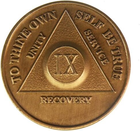 9 Year AA Medallion Traditional Bronze Raised Center Sobriety Chip in Kuwait