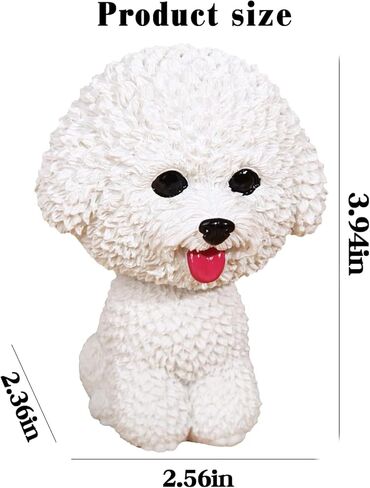 Car Dashboard Shaking Dog Ornament 1pc Bobblehead Toy, Resin Simulation, Funny Shake Head Figure for Vehicle Interior Decoration & Home (Bichon Frise) (White) in Saudi Arabia