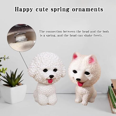 Car Dashboard Shaking Dog Ornament 1pc Bobblehead Toy, Resin Simulation, Funny Shake Head Figure for Vehicle Interior Decoration & Home (Bichon Frise) (White) in Saudi Arabia