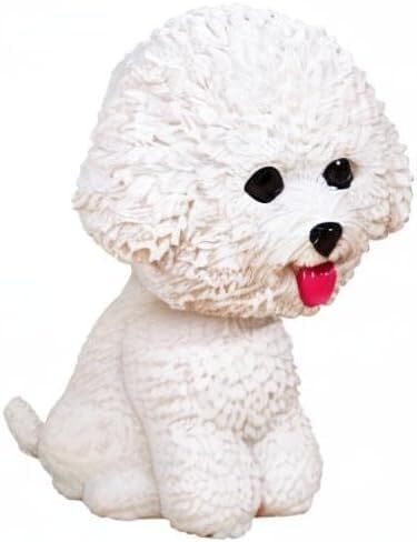 Car Dashboard Shaking Dog Ornament 1pc Bobblehead Toy, Resin Simulation, Funny Shake Head Figure for Vehicle Interior Decoration & Home (Bichon Frise) (White) in Saudi Arabia