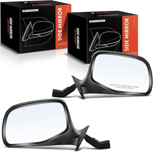 A-Premium Pair (2) Driver and Passenger Side Manual Door Mirror - Compatible with Ford Bronco 1992-1996, F-150/F-250/F-350 1992-1997 - Non-Heated Manual Folding Black Outside Rear View Mirror in Kuwait