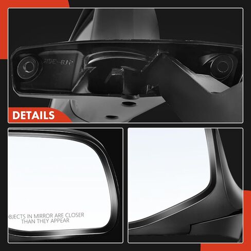 A-Premium Pair (2) Driver and Passenger Side Manual Door Mirror - Compatible with Ford Bronco 1992-1996, F-150/F-250/F-350 1992-1997 - Non-Heated Manual Folding Black Outside Rear View Mirror in Kuwait