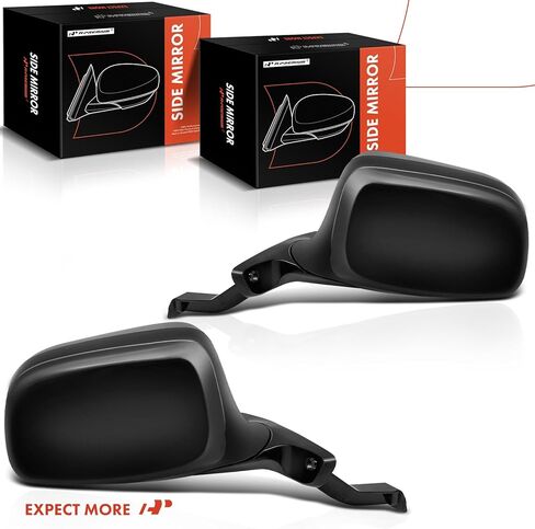 A-Premium Pair (2) Driver and Passenger Side Manual Door Mirror - Compatible with Ford Bronco 1992-1996, F-150/F-250/F-350 1992-1997 - Non-Heated Manual Folding Black Outside Rear View Mirror in Kuwait