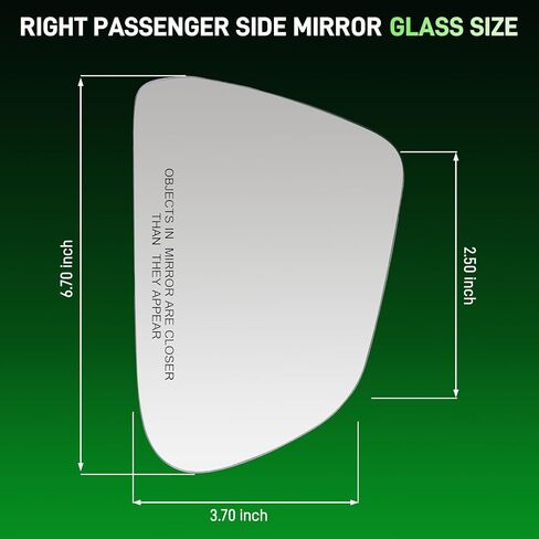 AUTOKAY Passenger Side Mirror Glass with Heated Fits for Tesla Model 3 2017-2023, Right Side Mirror Glass Replacement with Backing Plate, Passenger Side Exterior Rearview Mirror in Kuwait
